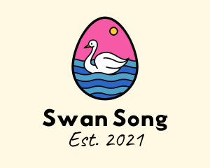 Egg Swan Swimming logo design