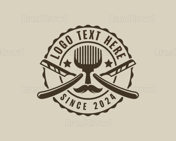 Mustache Shave Razor Logo