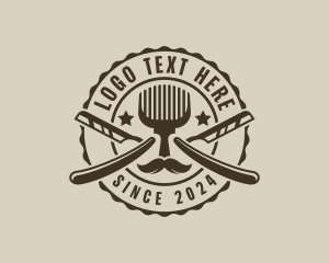 Mustache Shave Razor Logo