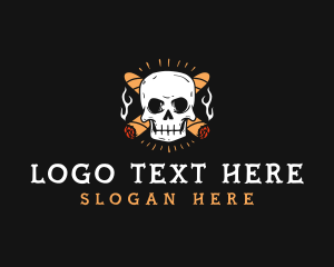 Hipster - Tobacco Skull Smoke logo design