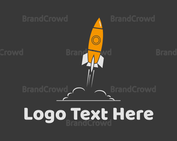 Orange Spaceship Rocket Launch Logo