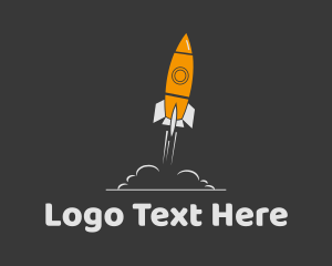 Fly - Orange Spaceship Rocket Launch logo design