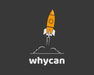 Orange Spaceship Rocket Launch Logo