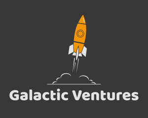 Spaceship - Orange Spaceship Rocket Launch logo design