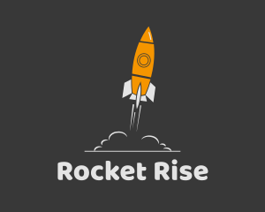 Launch - Orange Spaceship Rocket Launch logo design