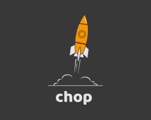 Space - Orange Spaceship Rocket Launch logo design
