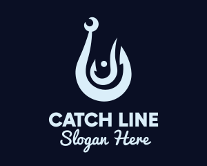 Hook - Blue Fishing Hooks logo design