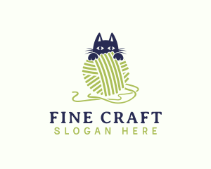 Cute Kitten Yarn logo design