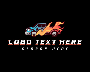 Hot - Blazing Pickup Truck logo design