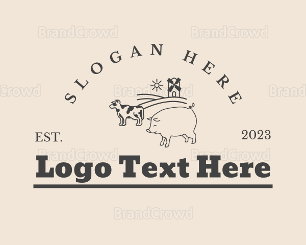 Pig Cow Livestock Logo