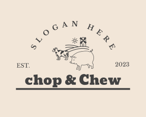 Pig Cow Livestock Logo