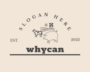 Pig Cow Livestock Logo