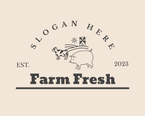 Pig Cow Livestock logo design