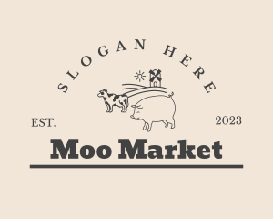 Pig Cow Livestock logo design