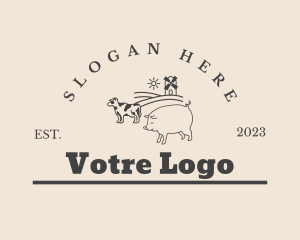 Carnivore - Pig Cow Livestock logo design