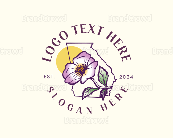 Georgia Map Cherokee Rose Logo