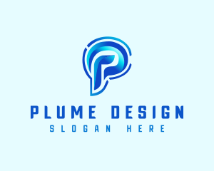 Curve Motion Letter P logo design