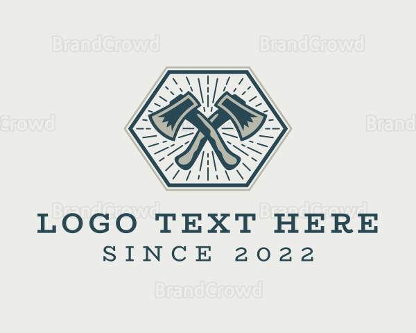Hipster Lumberjack Axe Logo
