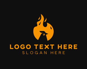 Bbq - Chicken Flame Barbecue Grilling logo design