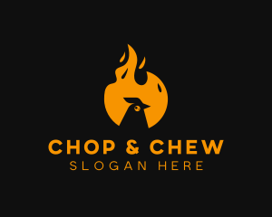 Chicken Flame Barbecue Grilling Logo
