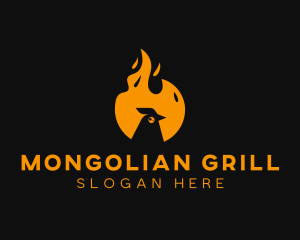 Chicken Flame Barbecue Grilling logo design