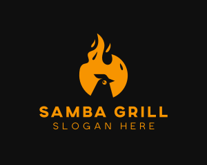 Chicken Flame Barbecue Grilling logo design