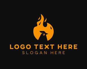 Barbecue - Chicken Flame Barbecue Grilling logo design