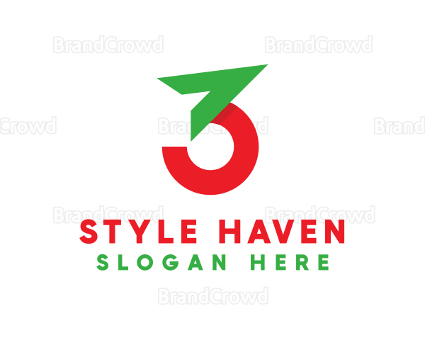 Modern Geometric Number 3 Logo