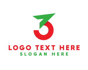 Number 3 - Modern Geometric Number 3 logo design