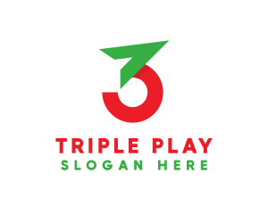 Three - Modern Geometric Number 3 logo design