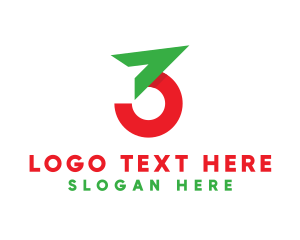 Three - Modern Geometric Number 3 logo design