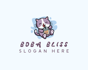 Boba - Cat Bubble Tea logo design