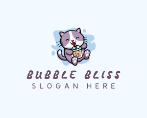 Cat Bubble Tea logo design