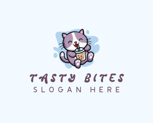 Cat Bubble Tea logo design