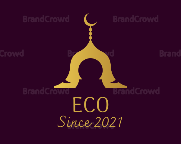 Gold Mosque Silhouette Logo