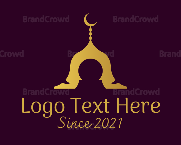 Gold Mosque Silhouette Logo