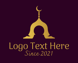 Moon - Gold Mosque Silhouette logo design
