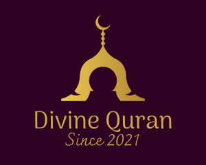 Quran - Gold Mosque Silhouette logo design