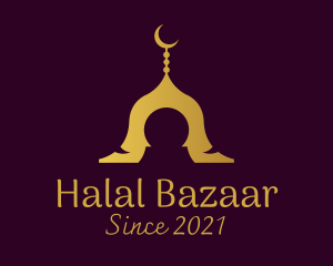 Gold Mosque Silhouette logo design