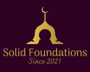 Eid - Gold Mosque Silhouette logo design