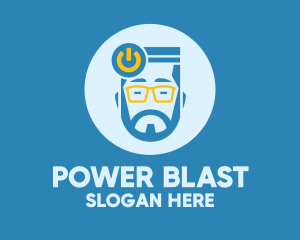 Hipster Power Guy logo design