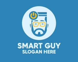 Hipster Power Guy logo design