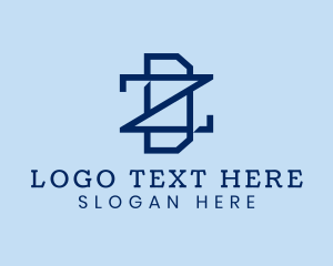 Blue - Professional Business Letter DZ Outline logo design