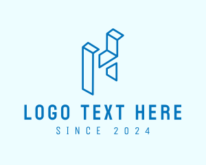 Outline - Blue 3D Letter H logo design