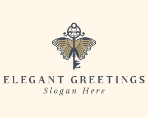 Elegant Butterfly Key logo design