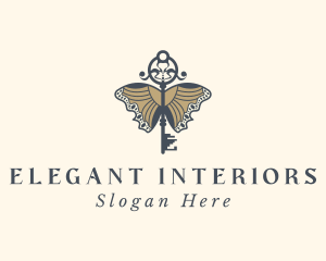 Elegant Butterfly Key logo design