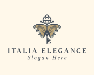 Elegant Butterfly Key logo design