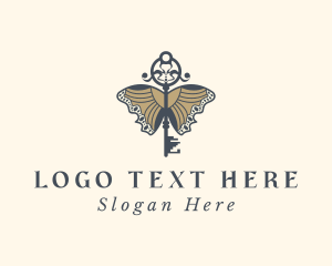 Realtor - Elegant Butterfly Key logo design