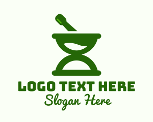 Traditional Medicine - Green Hourglass Pestle logo design