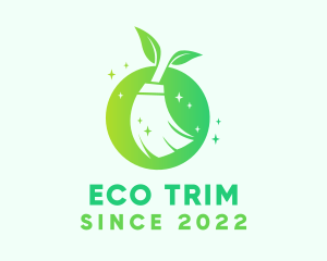 Eco Janitorial Cleaning Broom logo design